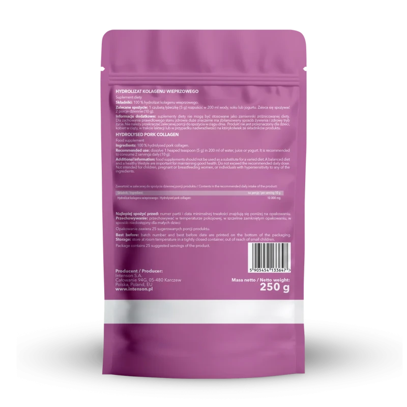 Intenson Kolagen proszek, 250 g - 100% hydrolizat kolagenu wieprzowego - 1