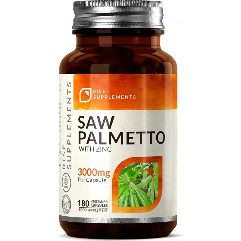 Rise Supplements, Palma Sabałowa (Saw Palmetto) 3000 mg, 180 kapsułek - Wsparcie zdrowia układu moczowo-płciowego u mężczyzn - 1