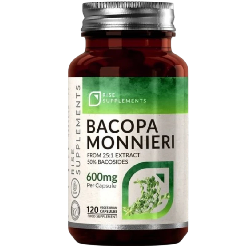 Rise Supplements, Bacopa Monnieri 600 mg, 120 kapsułek - Adaptogen wspierający układ nerwowy - 1