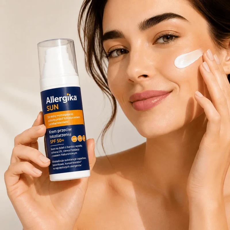 Allergika Sun SPF 50+, krem przeciw fotostarzeniu, 50 ml - Nietłusty krem przeciwsłoneczny do cery suchej i wrażliwej - 1