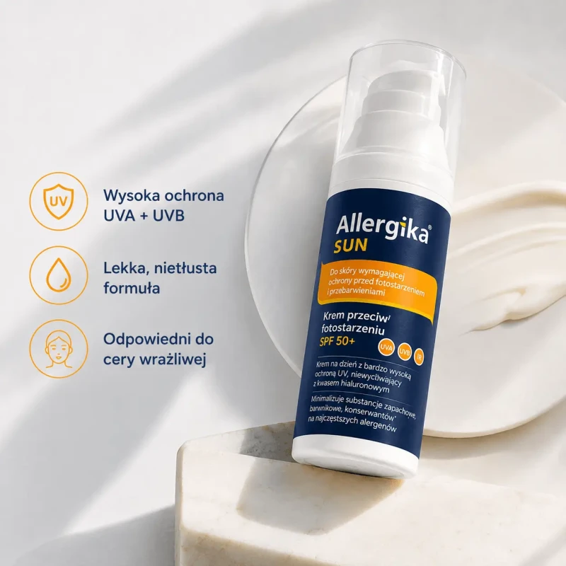 Allergika Sun SPF 50+, krem przeciw fotostarzeniu, 50 ml - Nietłusty krem przeciwsłoneczny do cery suchej i wrażliwej - 2