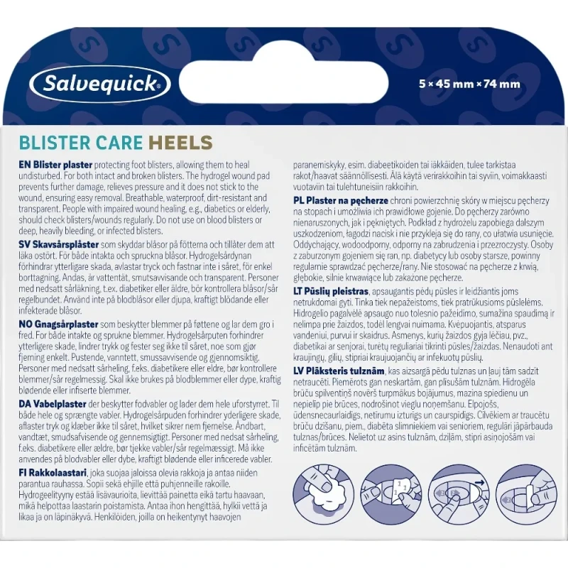 Salvequick Blister Care Heels Plastry na pęcherze 45 x 74 mm, 5 sztuk - Łagodzą ucisk i przyspieszają gojenie - 1