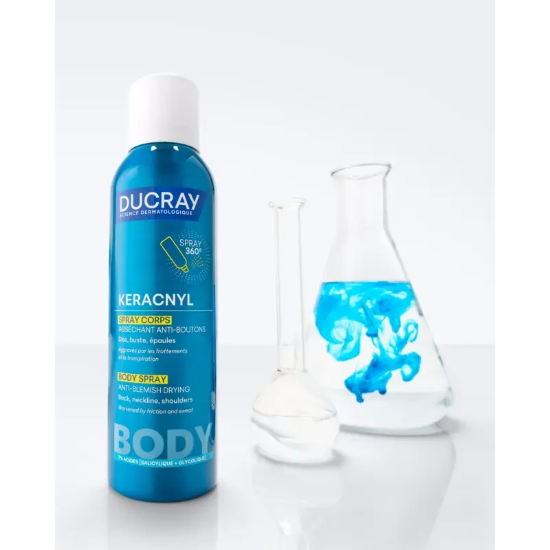 Ducray Keracnyl, wysuszający spray do ciała przeciw niedoskonałościom, 150 ml - Wysusza i redukuje wypryski na plecach i klatce piersiowej - 1