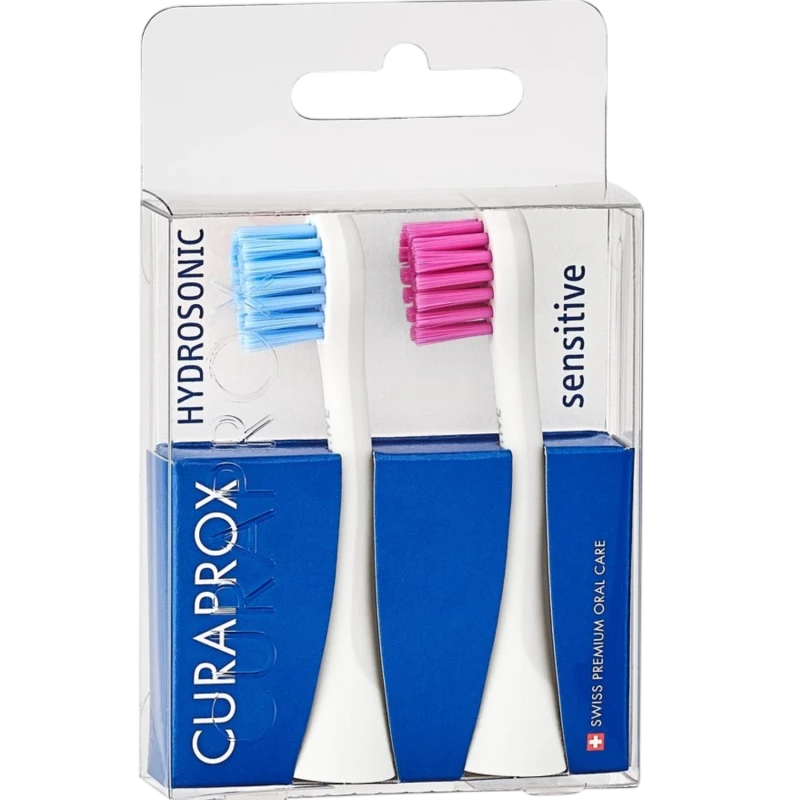 Curaprox Hydrosonic Sensitive, niebieski/różowy, końcówki do szczoteczki sonicznej, 2 sztuki - Do wrażliwych zębów i krwawiących dziąseł - 1