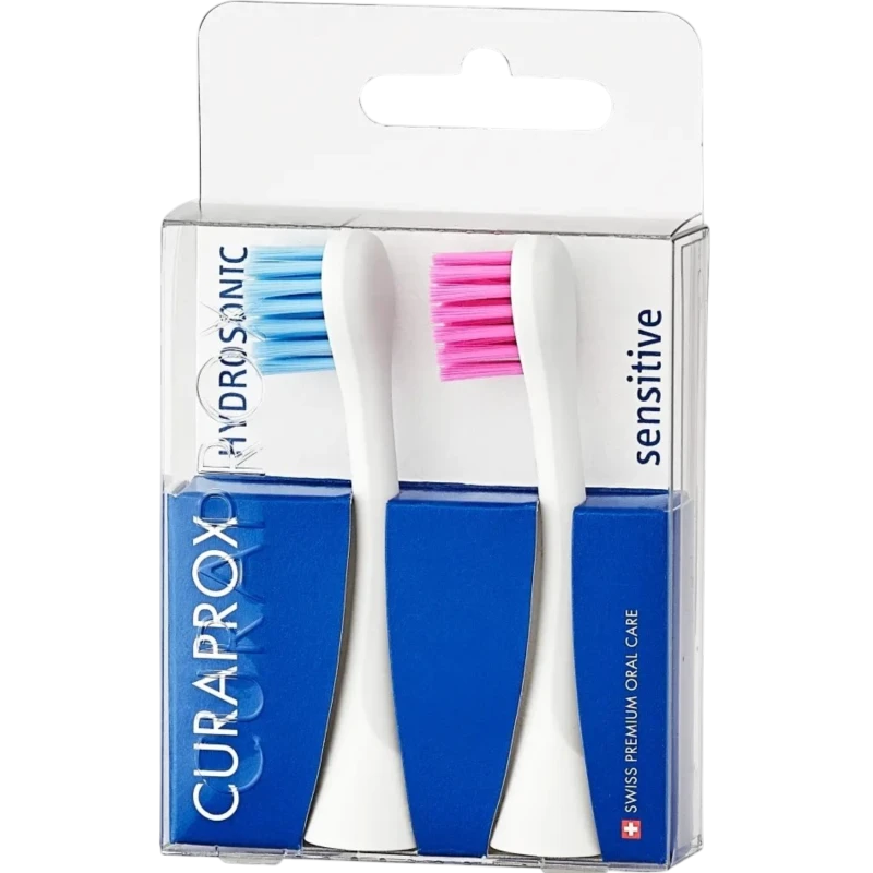 Curaprox Hydrosonic Sensitive, niebieski/różowy, końcówki do szczoteczki sonicznej, 2 sztuki - Do wrażliwych zębów i krwawiących dziąseł - 2