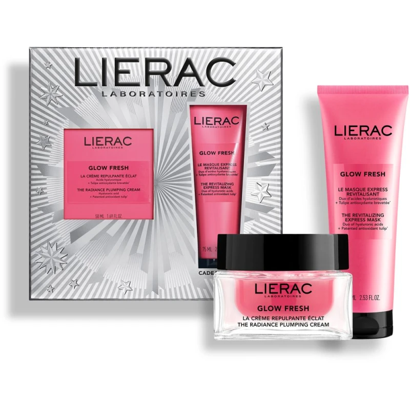 Lierac Glow Fresh Zestaw - nawilżająco-rozświetlający krem, 50 ml + ekspresowa maska rewitalizująca, 75 ml - Intensywne nawilżenie, wygładzenie i rozświetlenie skóry - 1