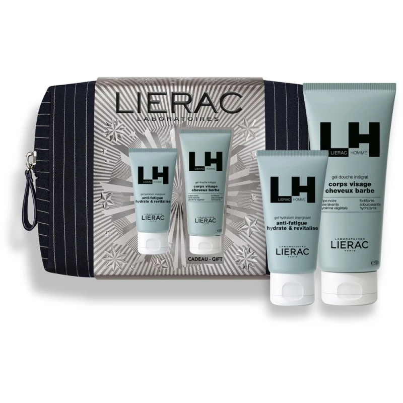 Lierac Homme Zestaw - nawilżający żel energizujący, 50 ml + żel pod prysznic 3w1, 200 ml - Kompleksowe nawilżenie i rewitalizacja skóry - 1