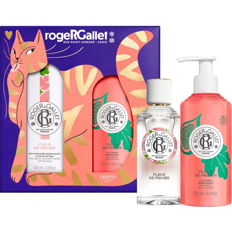 Roger & Gallet Fleur de Figuier Zestaw - woda zapachowa, 100 ml + perfumowane mleczko do ciała, 250 ml - Z nutą dojrzałej figi i cytrusowym akcentem - 1