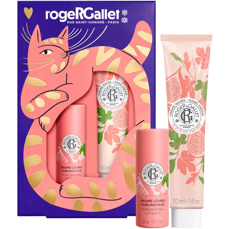 Roger & Gallet Fleur de Figuier Zestaw - pielęgnująca pomadka do ust, 3,5 g + krem do rąk, 30 ml - Odżywcza pielęgnacja na każdy dzień - 1