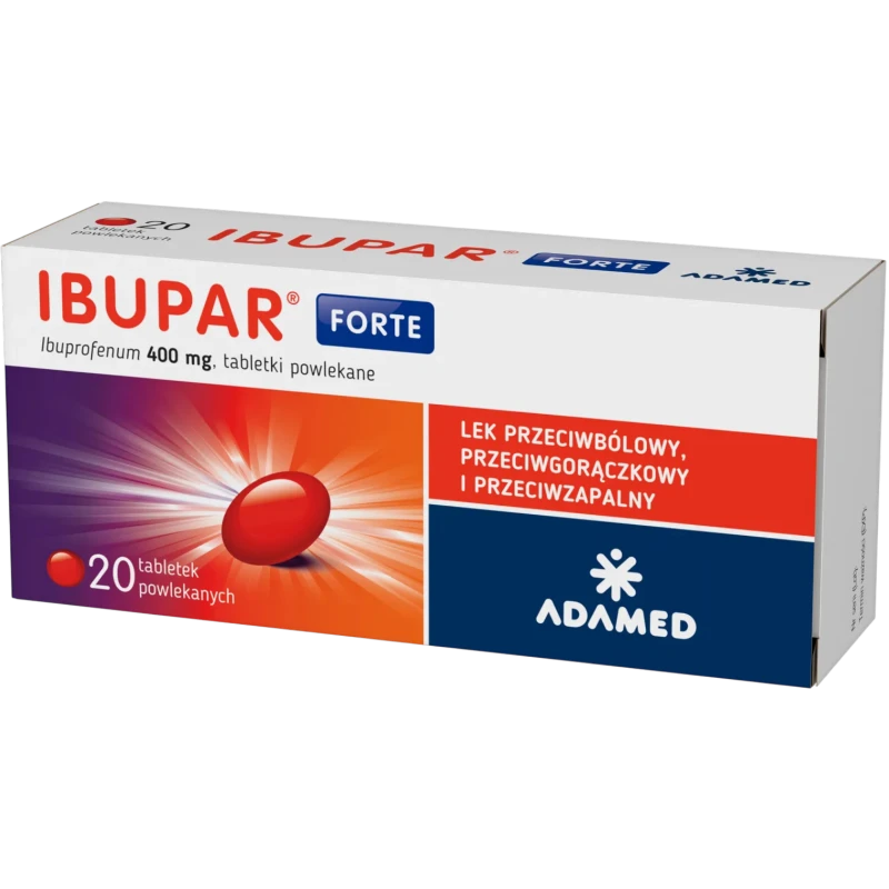 Ibupar Forte 400 mg, 20 tabletek - Z ibuprofenem na bóle różnego pochodzenia, bolesne miesiączkowanie i gorączkę - 1