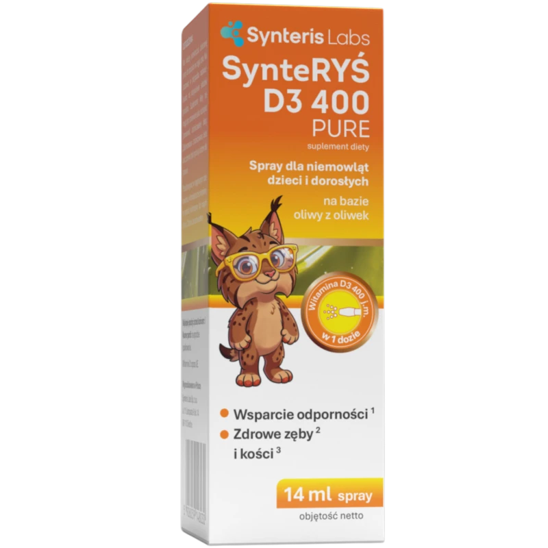 SynteRyś D3 400 Pure, spray 14 ml - Witamina D3 w sprayu dla niemowląt, dzieci i dorosłych - 1
