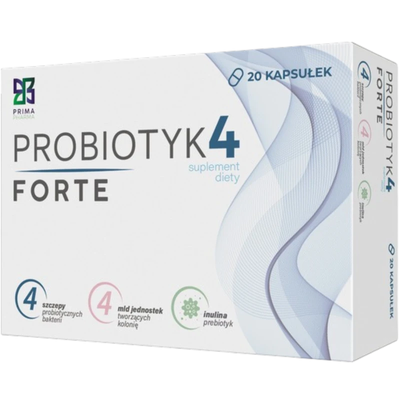 Prima Pharma Probiotyk 4 Forte, 20 kapsułek - Bakterie probiotyczne z inuliną wspomagające mikroflorę jelitową - 1