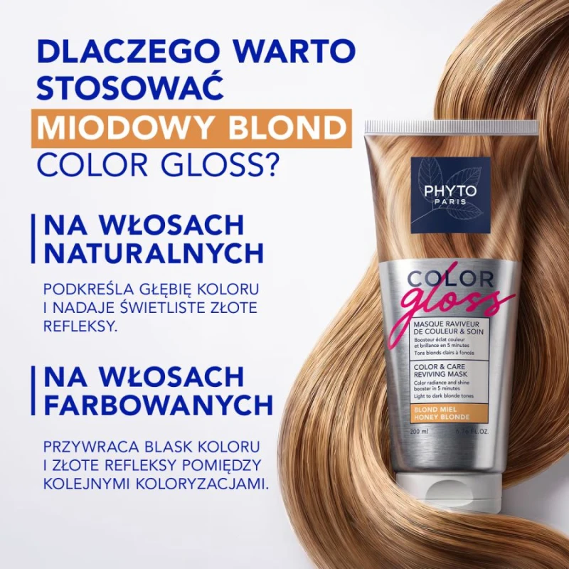 Phyto Color Gloss Maska Koloryzująca Miodowy Blond, 200 ml - Włosy od jasnego do ciemnego blondu - 6