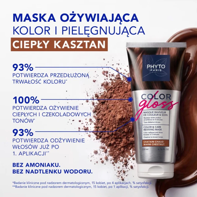 Phyto Color Gloss Maska Koloryzująca Ciepły Kasztan, 200 ml - Włosy od kasztanowych po brązowe - 2
