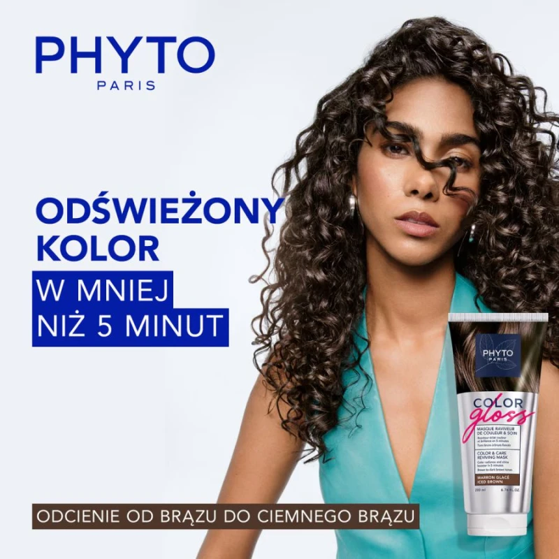 Phyto Color Gloss Maska Koloryzująca Chłodny Brąz, 200 ml - Włosy brązowe i ciemnobrązowe - 1