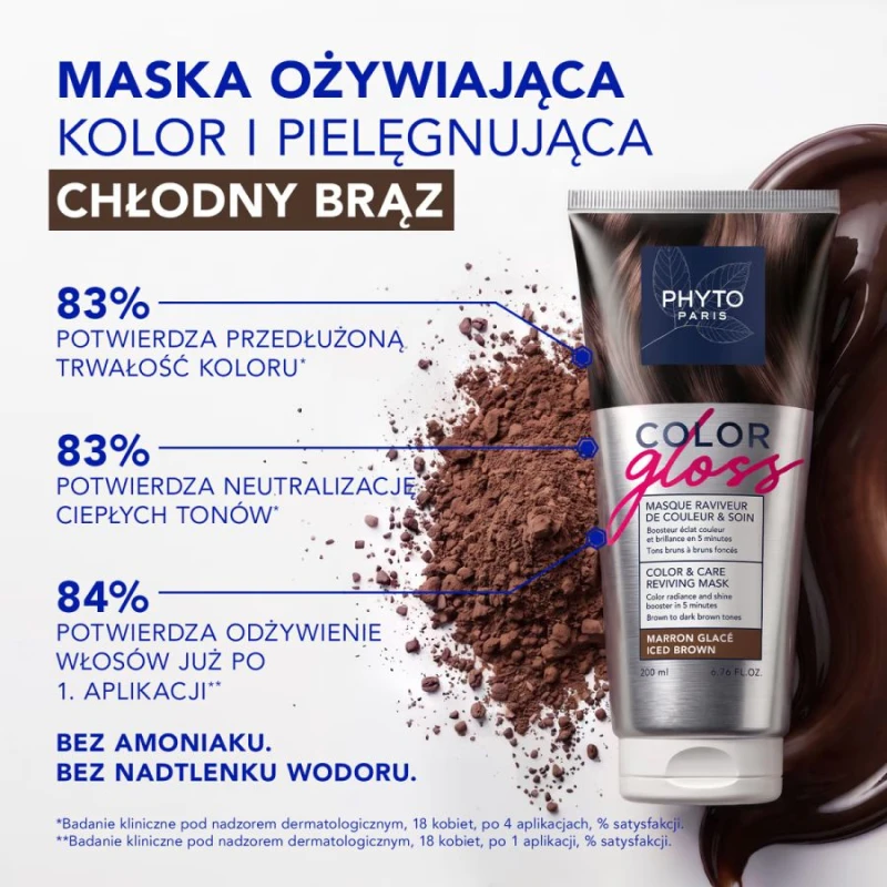 Phyto Color Gloss Maska Koloryzująca Chłodny Brąz, 200 ml - Włosy brązowe i ciemnobrązowe - 2