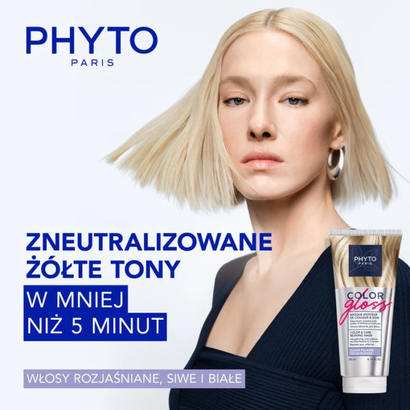 Phyto Color Gloss Maska Koloryzująca Polarny Blond, 200 ml - Włosy blond rozjaśniane oraz włosy siwe i białe - 1