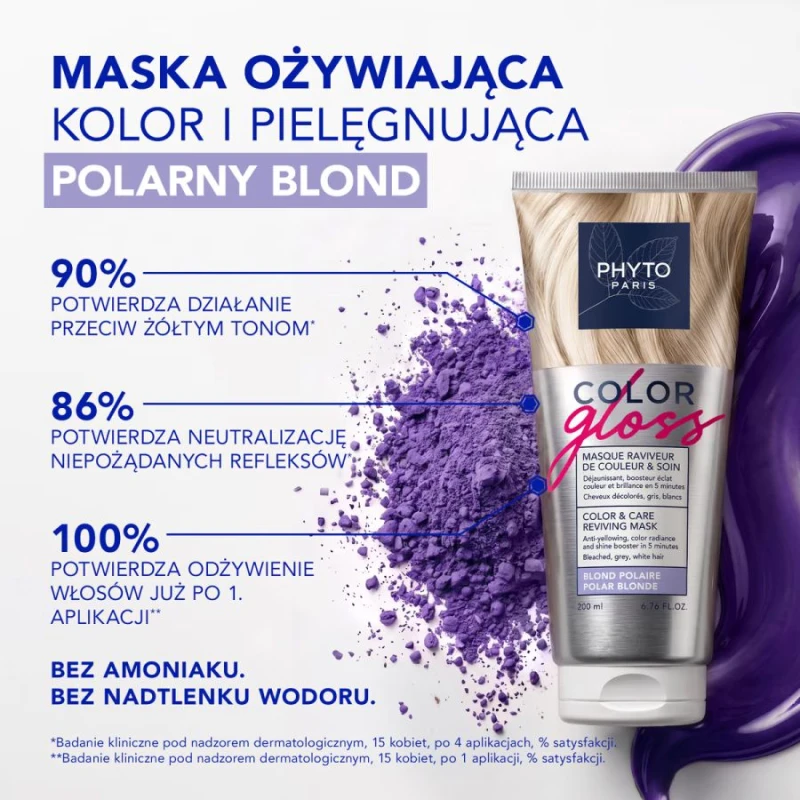 Phyto Color Gloss Maska Koloryzująca Polarny Blond, 200 ml - Włosy blond rozjaśniane oraz włosy siwe i białe - 2