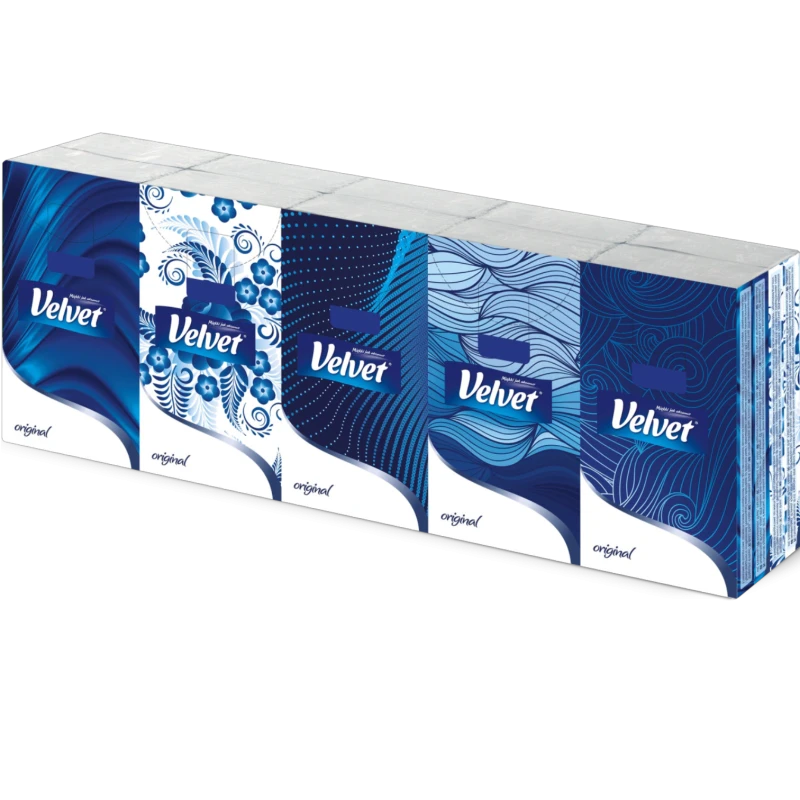Velvet Original Chusteczki higieniczne, 10 x 10 sztuk - Miękkie i wytrzymałe 4-warstwowe - 1