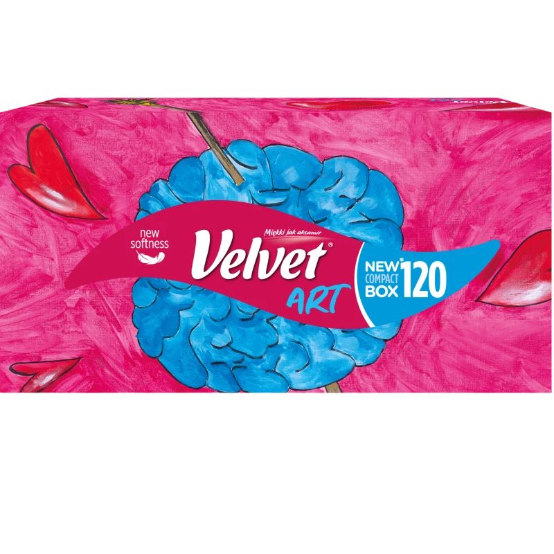 Velvet Art Chusteczki uniwersalne, pudełko 120 sztuk - Edycja Artystyczna, kompaktowe pudełko z wyjątkowo miękkimi chusteczkami - 2