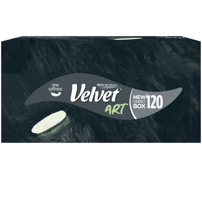 Velvet Art Chusteczki uniwersalne, pudełko 120 sztuk - Edycja Artystyczna, kompaktowe pudełko z wyjątkowo miękkimi chusteczkami - 3
