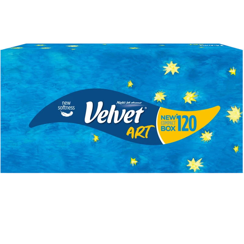 Velvet Art Chusteczki uniwersalne, pudełko 120 sztuk - Edycja Artystyczna, kompaktowe pudełko z wyjątkowo miękkimi chusteczkami - 4