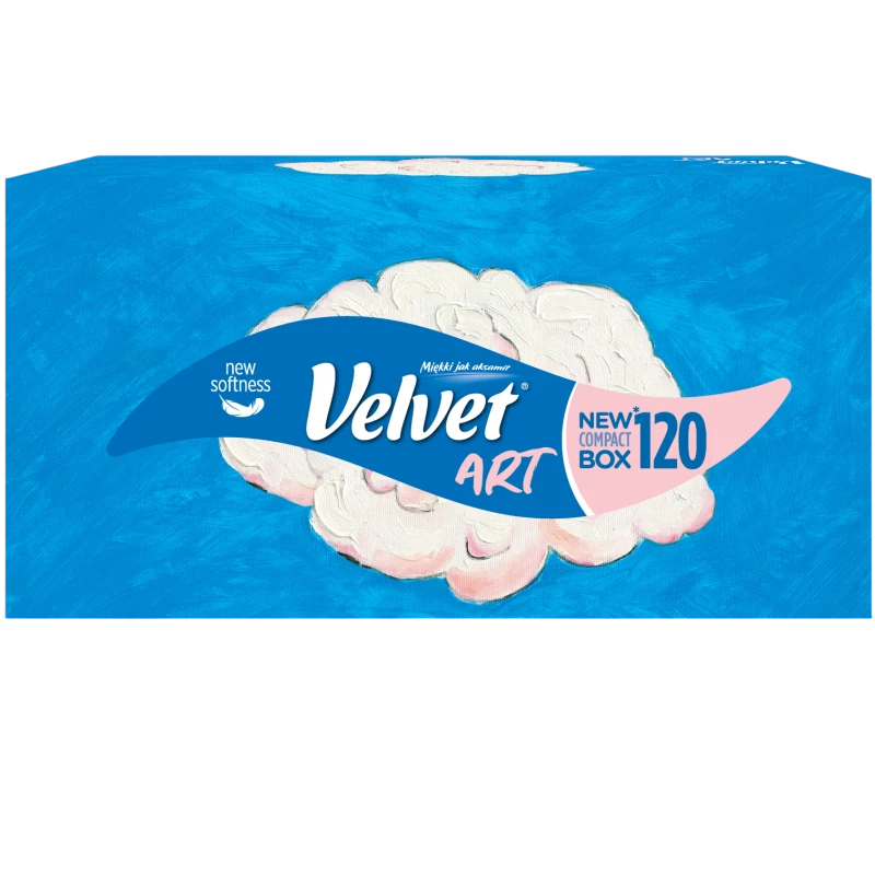 Velvet Art Chusteczki uniwersalne, pudełko 120 sztuk - Edycja Artystyczna, kompaktowe pudełko z wyjątkowo miękkimi chusteczkami - 5
