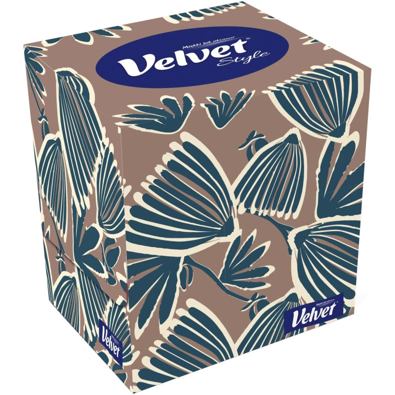 Velvet Style Chusteczki uniwersalne, pudełko 56 sztuk - 3-warstwowe chusteczki w dekoracyjnym pudełku typu kostka - 4