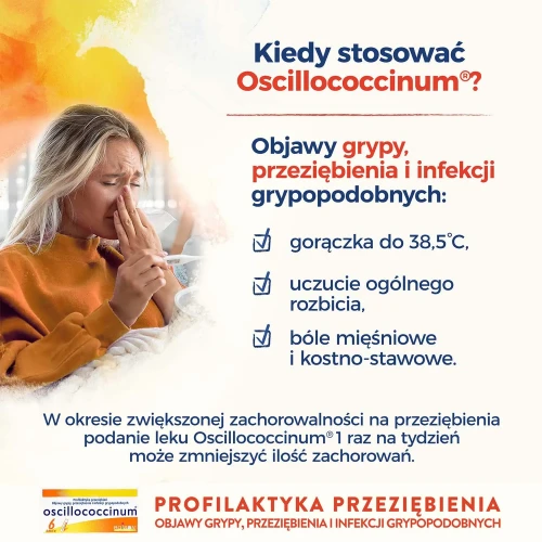Boiron Oscillococcinum granulki, 6 dawek - Granulki homeopatyczne  na objawy przeziębienia i grypy - 1