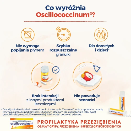 Boiron Oscillococcinum granulki, 6 dawek - Granulki homeopatyczne  na objawy przeziębienia i grypy - 5