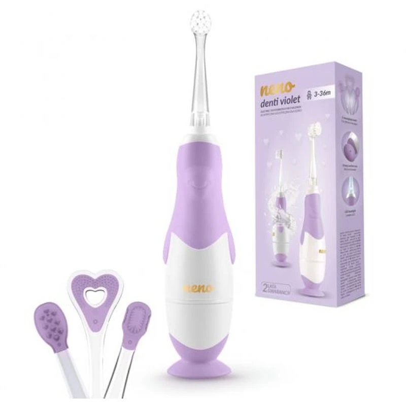 Neno Denti Violet Elektryczna Szczoteczka Dziecięca, 1 sztuka - Do mycia pierwszych ząbków i masażu dziąseł - 1