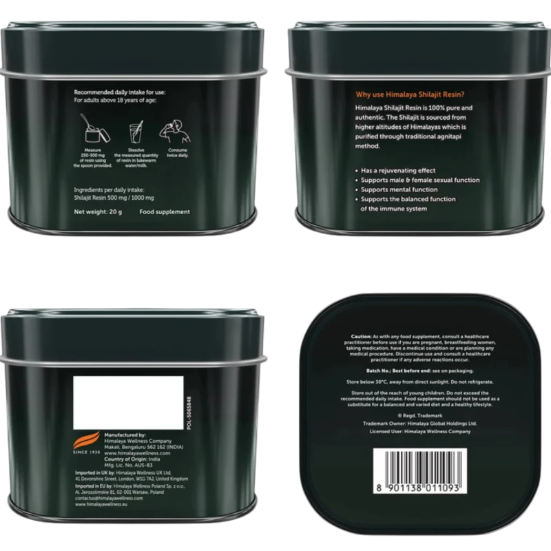 Himalaya Shilajit Resin, żywica 20 g - Naturalne źródło kwasów fulwowych, które wspierają witalność i energię - 1