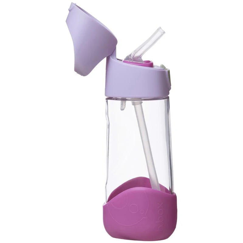 B.box Butelka tritanowa ze słomką 450 ml, Sugar Plum, 1 sztuka - Bezpieczna butelka na wodę dla dzieci od 12. miesiąca życia - 2