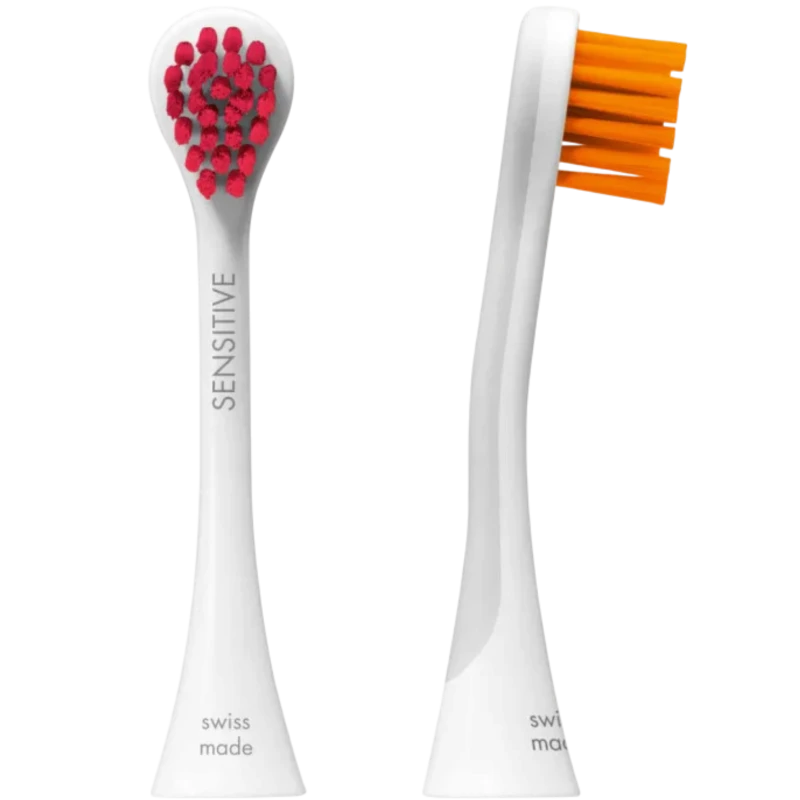 Curaprox Hydrosonic Sensitive, czerwony/pomarańczowy, końcówki do szczoteczki sonicznej, 2 sztuki - Do wrażliwych zębów i krwawiących dziąseł - 2