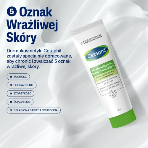 Cetaphil PS Lipoaktywny krem nawilżający, 100 g - Do skóry suchej, uszkodzonej, wrażliwej - 5