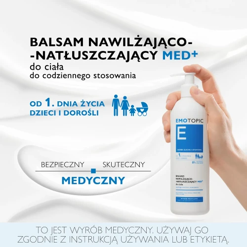 Emotopic Med+, balsam nawilżająco-natłuszczający do ciała, 190 ml - Łagodzi objawy atopowego zapalenia skóry, od 1. dnia życia - 3