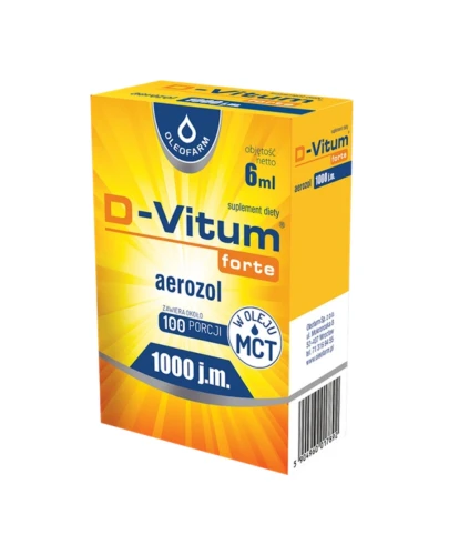 D-Vitum forte aerozol 1000 j.m., 6 ml - Suplement diety z witaminą D3 zawieszoną w oleju MCT - 1