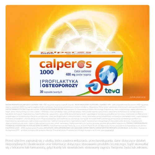 Calperos 1000, 400 mg jonów wapnia, 30 kapsułek - Lek z wapniem do stosowania w profilaktyce osteoporozy - 2