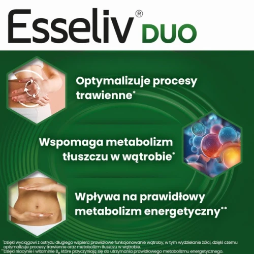Esseliv Duo, 40 kapsułek - Wpływa na prawidłowe trawienie, wspiera wątrobę - 3