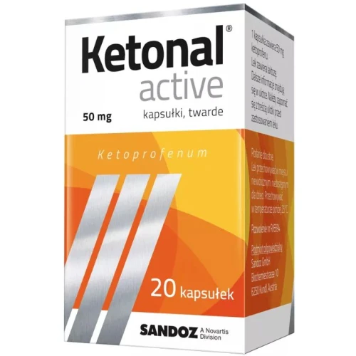 Ketonal Active, 50 mg, 20 kapsułek twardych - Ketoprofenum 50 mg, kapsułki twarde - 1