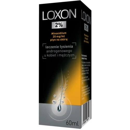 Loxon 2% Minoxidilum 20 mg/ml, płyn na skórę, 60 ml - Do wcierania w skórę głowy przy łysieniu typu androgenowego u kobiet i mężczyzn - 1