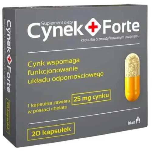Cynek+Forte, 20 kapsułek - Chelat cynku wpiera prawidłowe funkcjonowanie układu odpornościowego - 1