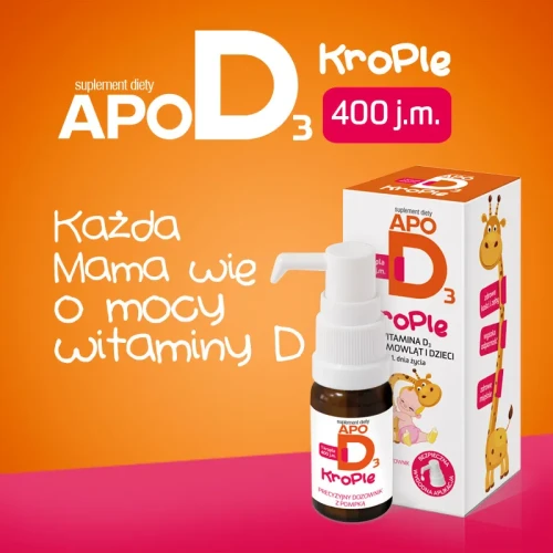 ApoD3 krople 400 j.m., 10ml - Suplement diety z witaminą D postaci kropli zawieszonych w oleju słonecznikowym dla noworodków, niemowląt oraz dzieci powyżej 1. roku życia - 4