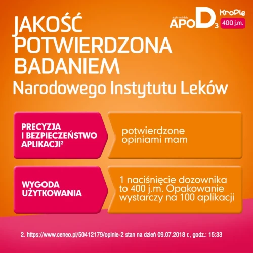 ApoD3 krople 400 j.m., 10ml - Suplement diety z witaminą D postaci kropli zawieszonych w oleju słonecznikowym dla noworodków, niemowląt oraz dzieci powyżej 1. roku życia - 6