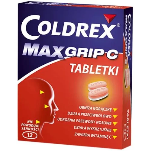 Coldrex MaxGrip C, 12 tabletek - Leczy objawy przeziębienia i grypy - 1