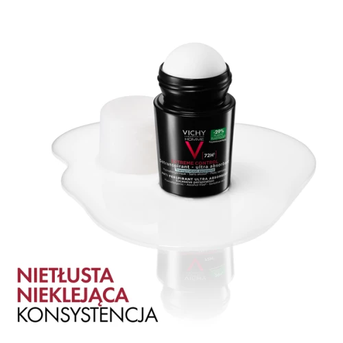 Vichy Homme antyperspirant 72h dla mężczyzn, roll-on 50 ml   - Redukuje nadmierne wydzielanie potu, zapewnia uczucie komfortu  - 1