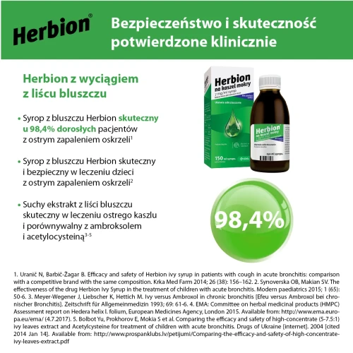 Herbion na kaszel mokry, 7 mg/ ml, syrop, 150 ml - Syrop z suchym wyciągiem z liści bluszczu - 3