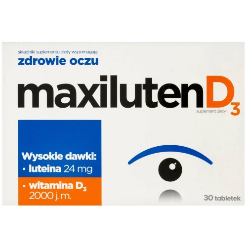 Maxiluten D3, 30 tabletek - Z Luteiną i zeaksantyną, które wspierają wzrok oraz z witaminą D - 1