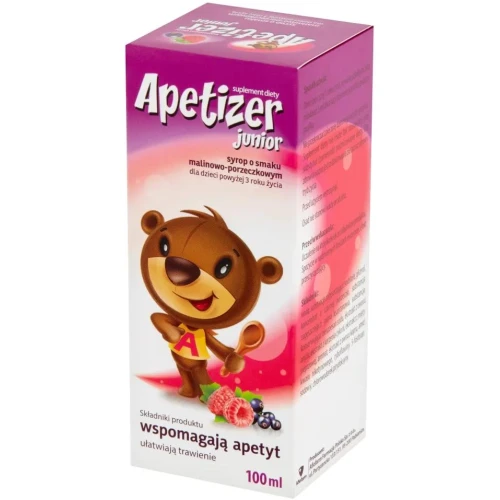 Apetizer Junior syrop malinowo - porzeczkowy, 100ml - Z wyciągiem z mięty i ekstraktem z owoców anyżu dla dzieci powyżej 3 roku życia - 1