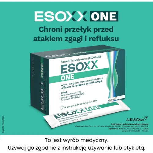 Esoxx One, 14 saszetek jednodawkowych - Osłania błonę śluzową górnego odcinka przewodu pokarmowego - 1